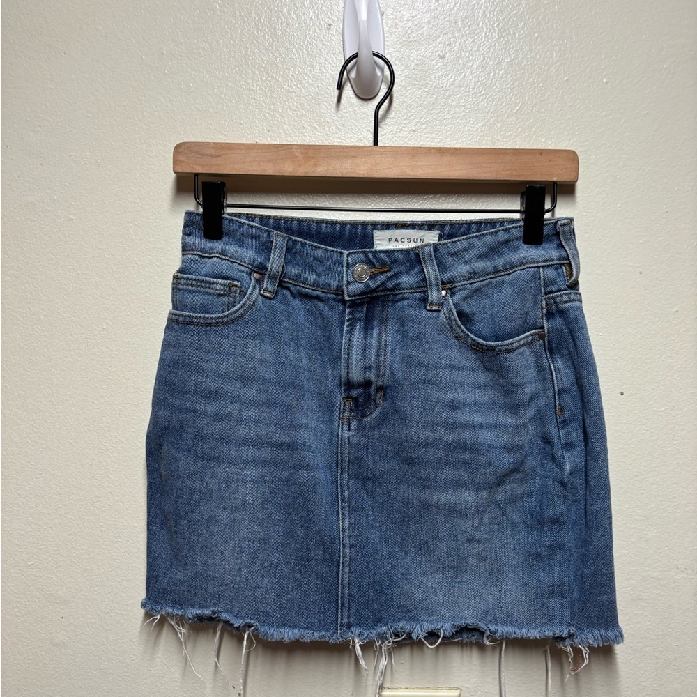 PACsun denim mini skirt size 25 distressed pockets